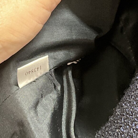 Ann Taylor Blazer Women 2 Navy Blue Boucel Knit Ruffle Suit Jacket Office Career - Picture 5 of 8